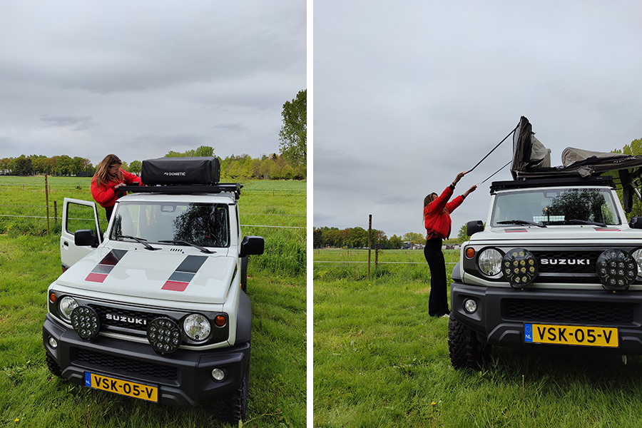 Daktent opzetten van de Suzuki Jimny